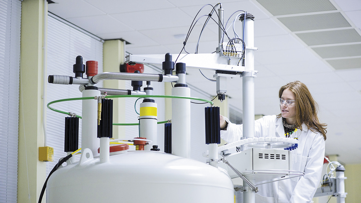 Student using equipment in the Chemical Analysis Facility