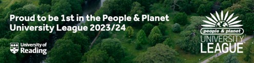 Image of trees with the words "Proud to be 1st in the People & Planet University League 2023/24"