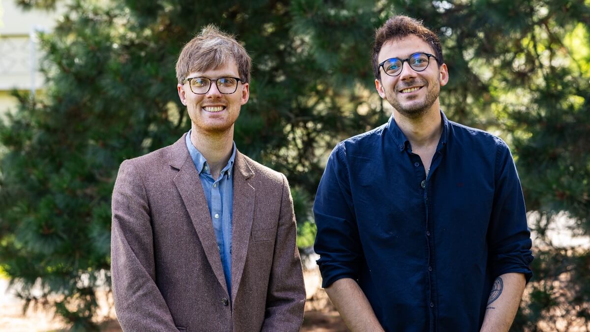 PhD researcher Chrisos with his supervisor, Richard Blakemore 